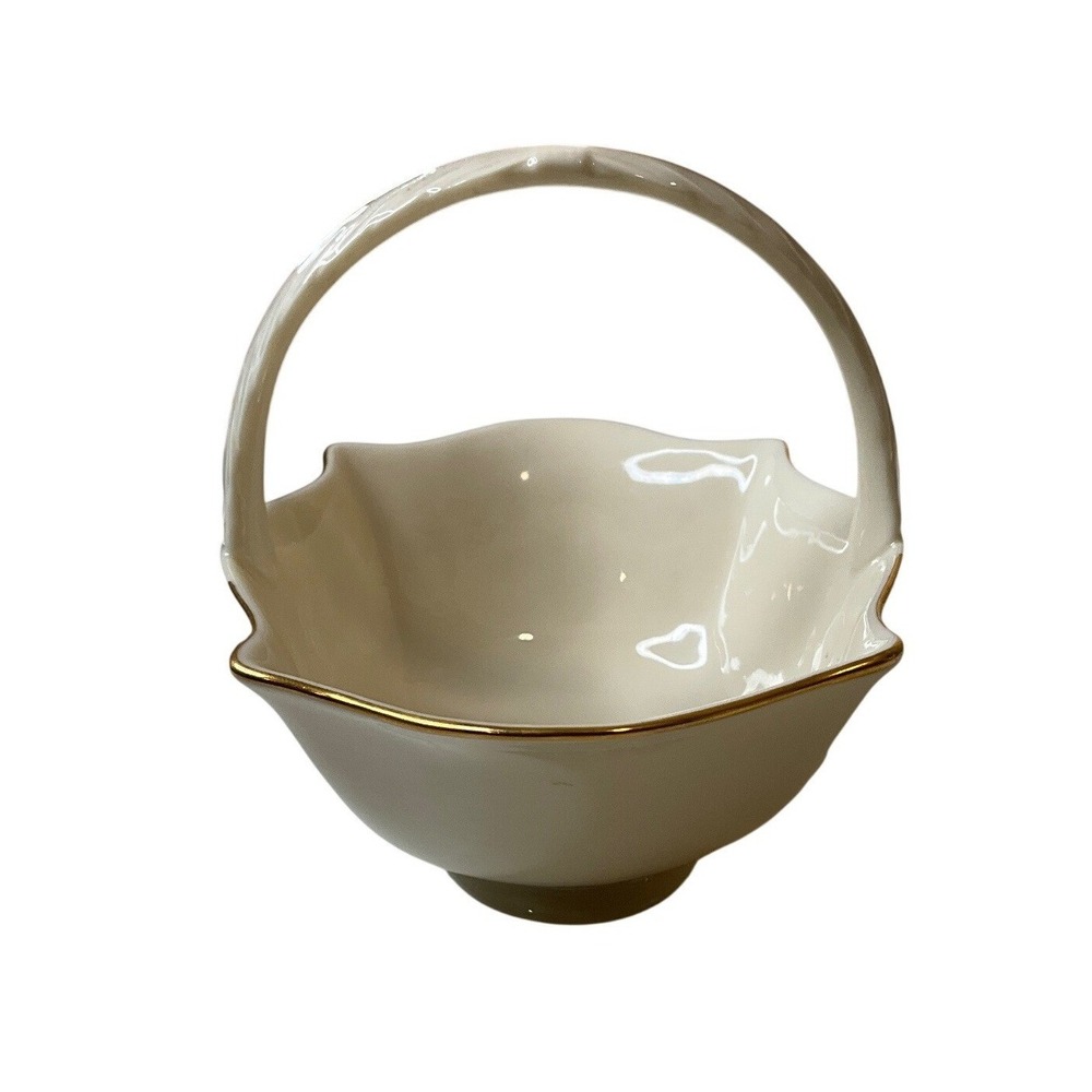 Vtintage Lenox Sans Souci Basket 24K Gold‎ Trimmed Footed Fine China Porcelain - Picture 4 of 8